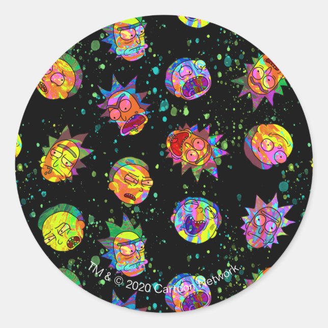 RICK AND MORTY™ | Psychedelic Swirl Pattern Classic Round Sticker (Front)