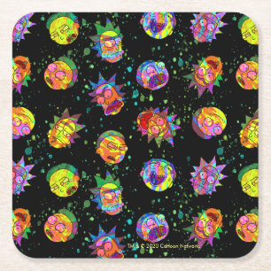 RICK AND MORTY™ Psychedelic Swirl Pattern Square Paper Coaster