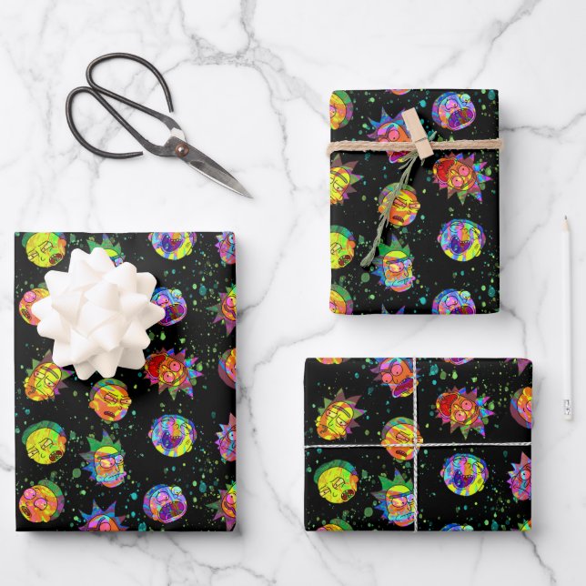 RICK AND MORTY™ | Psychedelic Swirl Pattern Wrapping Paper Sheets (Front)