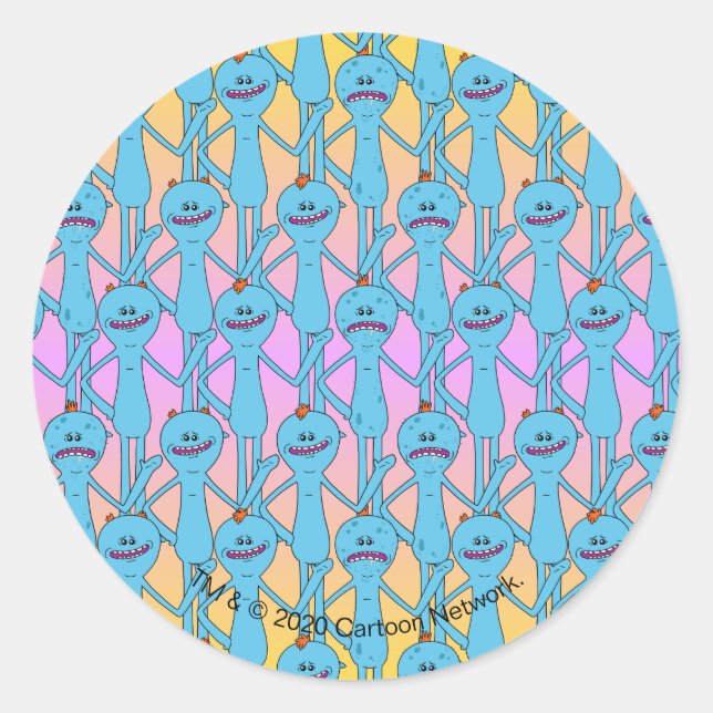 RICK AND MORTY™ | Rainbow Mr. Meeseeks Pattern Classic Round Sticker (Front)