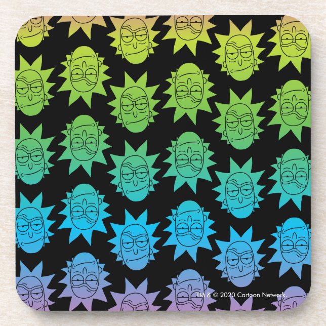 RICK AND MORTY™ | Rainbow Rick Head pattern Beverage Coaster (Front)