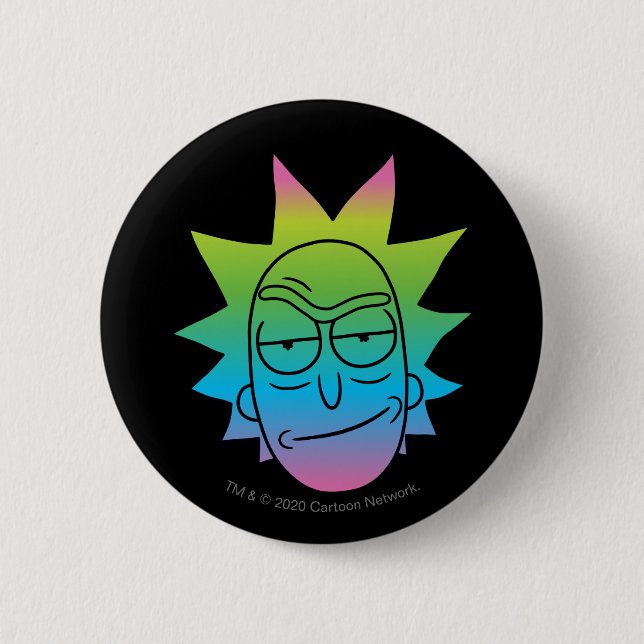 RICK AND MORTY™ | Rainbow Rick Head pattern Button (Front)