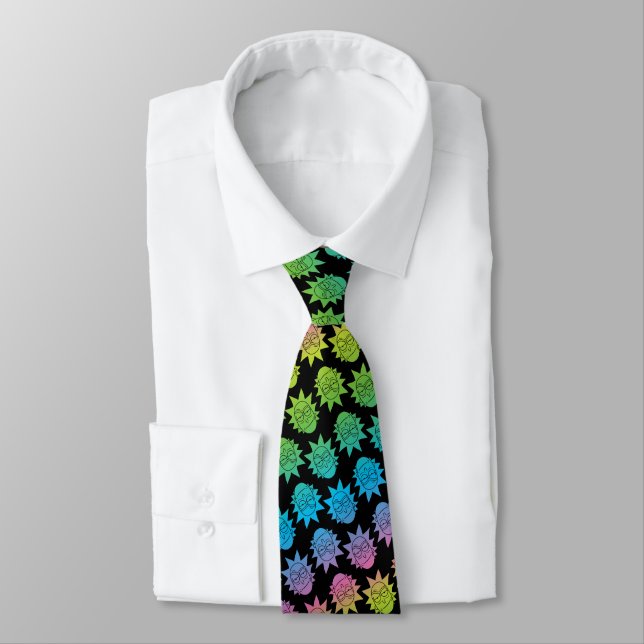 RICK AND MORTY™ | Rainbow Rick Head pattern Neck Tie (Tied)