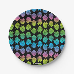 RICK AND MORTY™ Rainbow Rick Head pattern Paper Plates