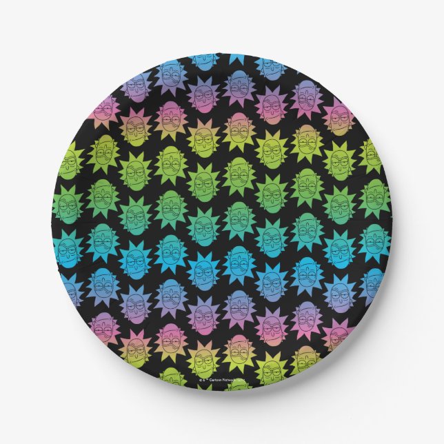 RICK AND MORTY™ | Rainbow Rick Head pattern Paper Plates (Front)