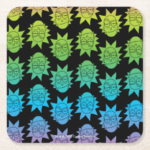 RICK AND MORTY™ Rainbow Rick Head pattern Square Paper Coaster