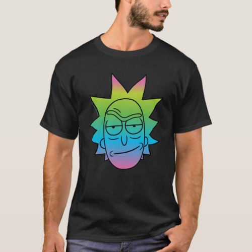 RICK AND MORTY  Rainbow Rick Head pattern T_Shirt