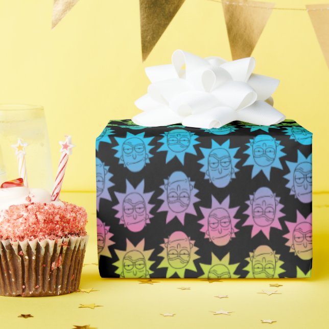 RICK AND MORTY™ | Rainbow Rick Head pattern Wrapping Paper (Birthday Party)