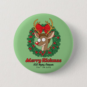 Rick and Morty Reindeer Morty Merry Rickmas Button