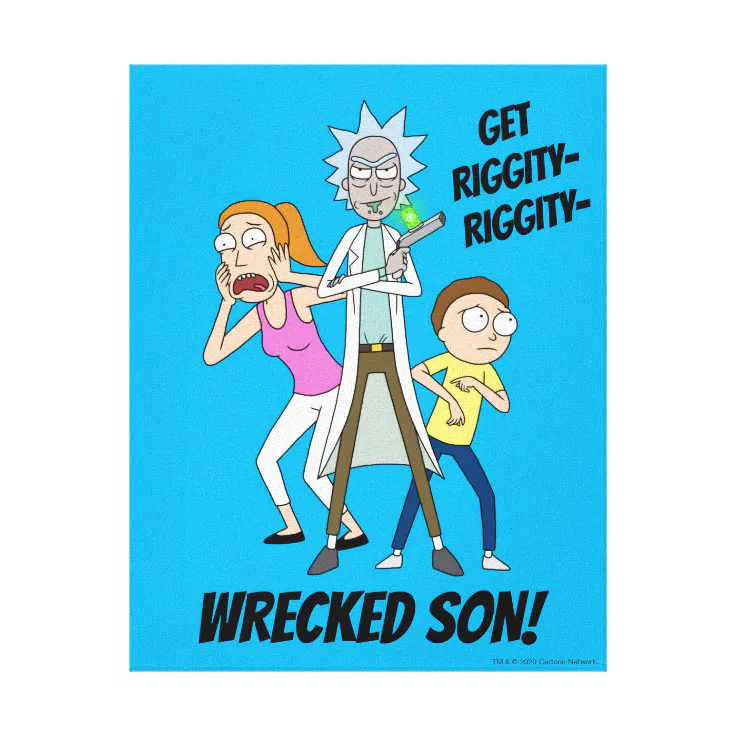 RICK AND MORTY 1-FRAMED CANVAS WALL ART KIDS CARTOON PICTURE PAPER PRINT BLUE 