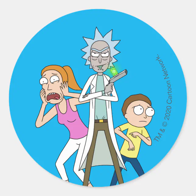 RICK AND MORTY™ | Rick, Morty, and Summer Classic Round Sticker | Zazzle