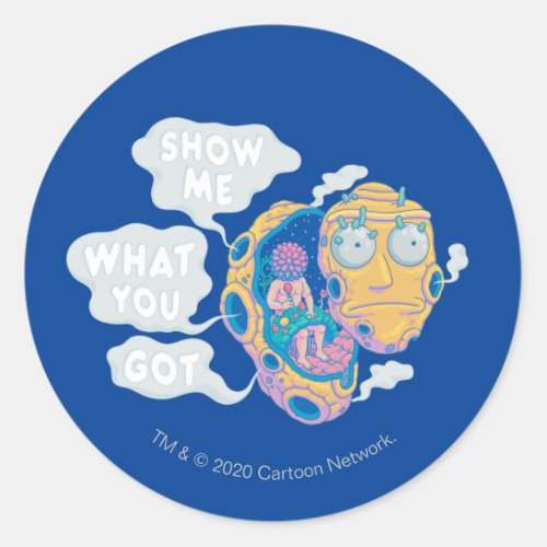 RICK AND MORTY  SHOW ME WHAT YOU GOT CLASSIC ROUND STICKER