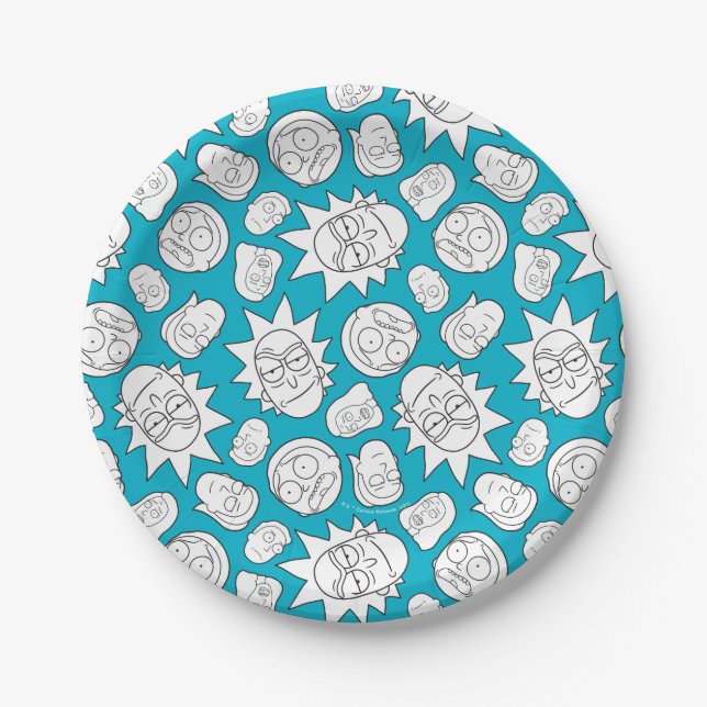 RICK AND MORTY™ | Smith Family Head Pattern Paper Plates (Front)