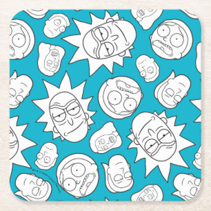 RICK AND MORTY™ Smith Family Head Pattern Square Paper Coaster