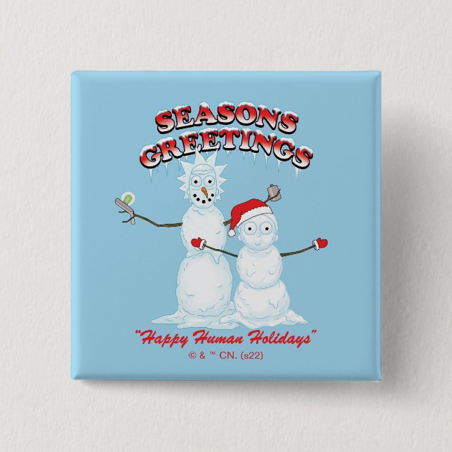 Rick and Morty | Snowmen Season's Greetings Button (Front)