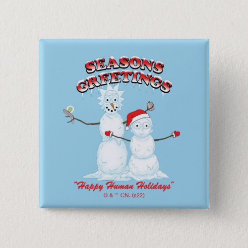 Rick and Morty  Snowmen Seasons Greetings Button