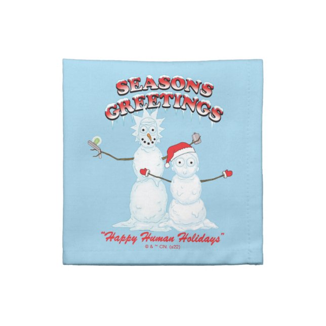 Rick and Morty | Snowmen Season's Greetings Cloth Napkin (Quarter Fold)
