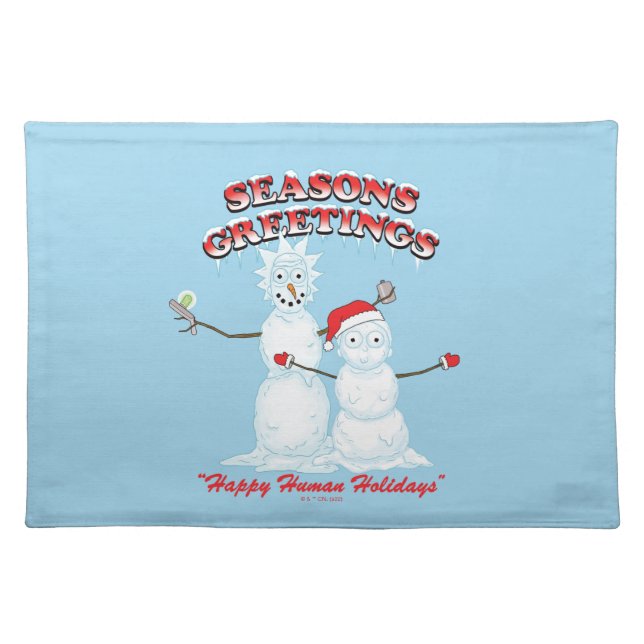 Rick and Morty | Snowmen Season's Greetings Cloth Placemat (Front)
