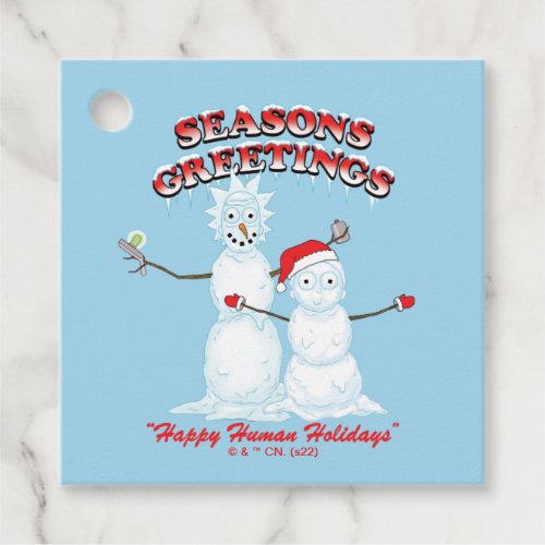Rick and Morty  Snowmen Seasons Greetings Favor Tags