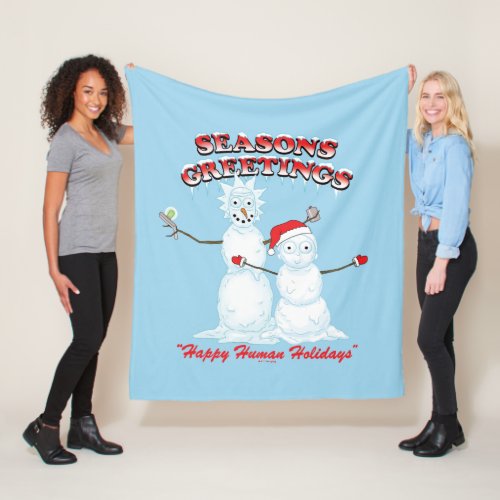 Rick and Morty  Snowmen Seasons Greetings Fleece Blanket