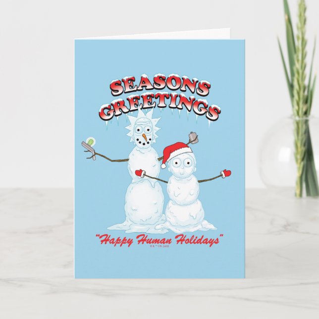 Rick and Morty | Snowmen Season's Greetings Holiday Card (Front)