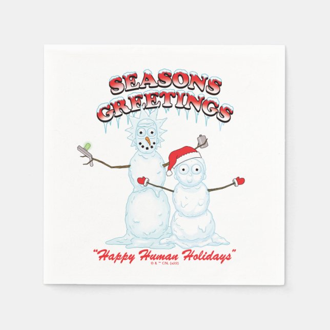 Rick and Morty | Snowmen Season's Greetings Napkins (Front)