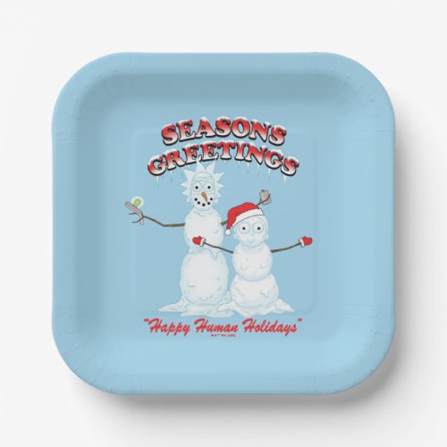 Rick and Morty  Snowmen Seasons Greetings Paper Plates