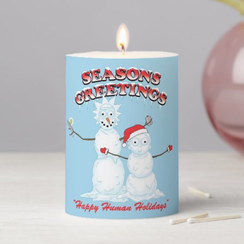 Rick and Morty  Snowmen Seasons Greetings Pillar Candle