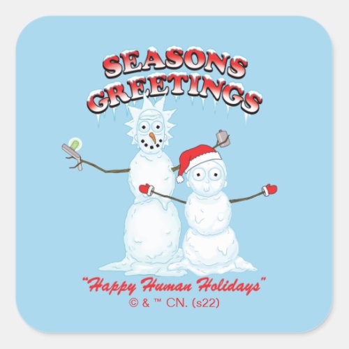 Rick and Morty  Snowmen Seasons Greetings Square Sticker
