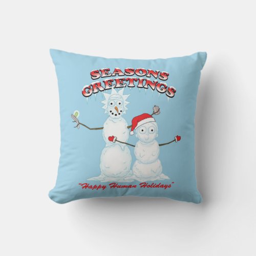 Rick and Morty  Snowmen Seasons Greetings Throw Pillow