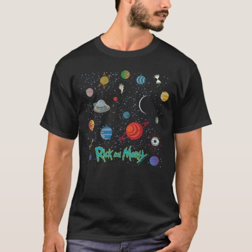 RICK AND MORTY  Space Pattern T_Shirt