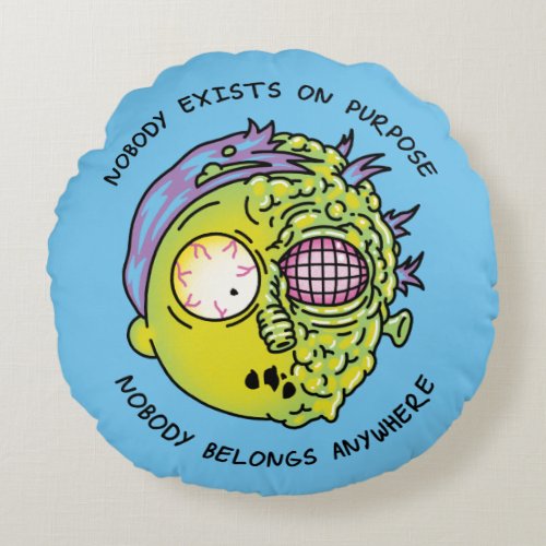 RICK AND MORTY  Stylized Morty Fly Quote Round Pillow