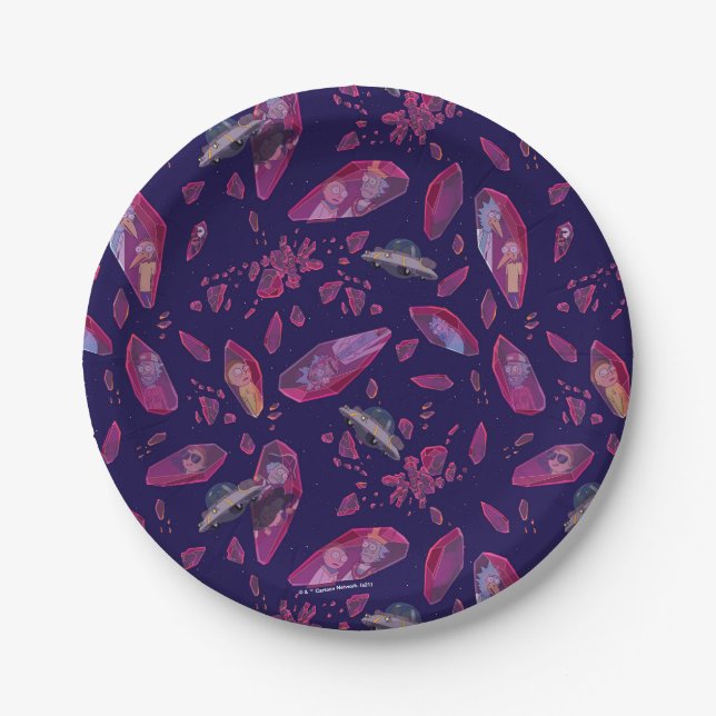 Rick and Morty Time Crystal Pattern Paper Plates (Front)