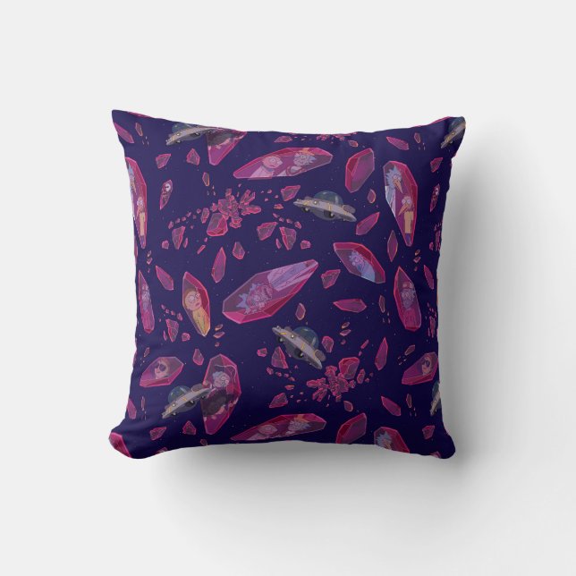Rick and Morty Time Crystal Pattern Throw Pillow (Front)