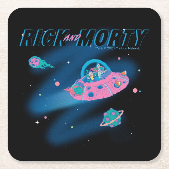 RICK AND MORTY™ | Traveling Through Space Square Paper Coaster (Front)