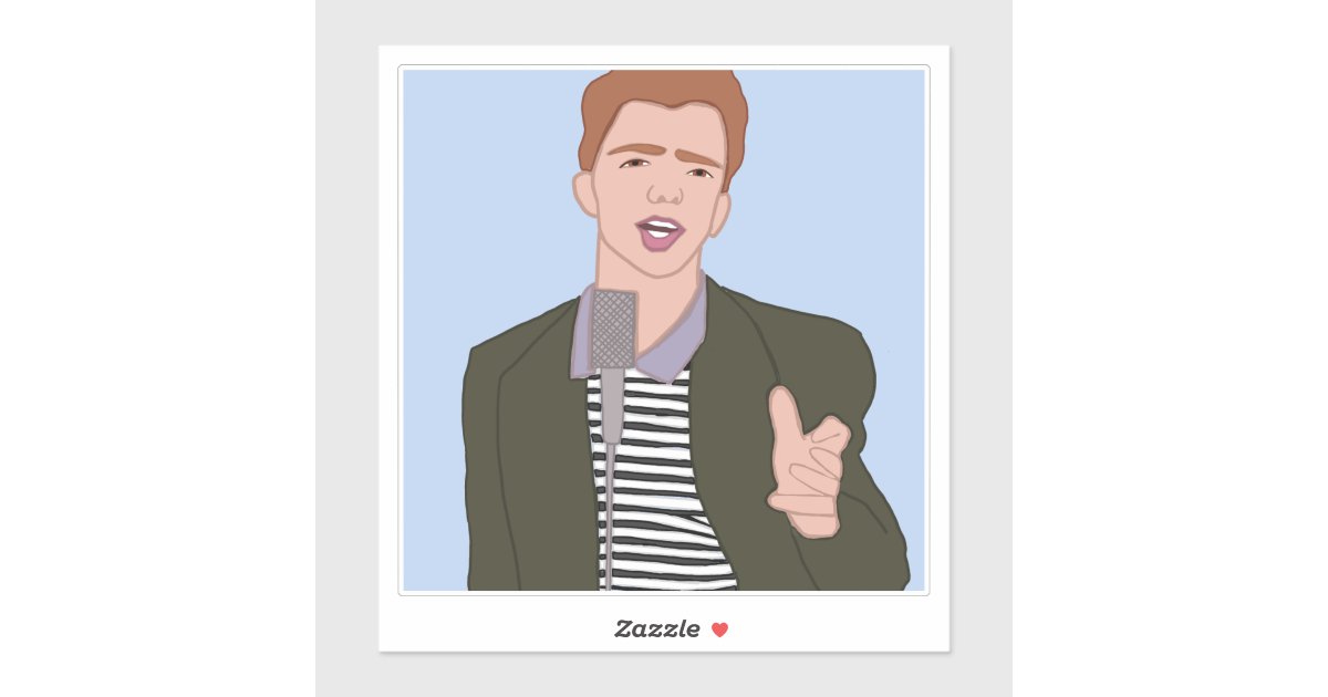 Rick Astley Cartoon Vinyl Sticker | Zazzle