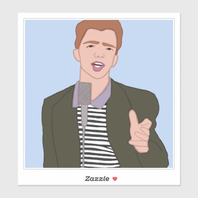 Rick Astley Cartoon Vinyl Sticker (Sheet)
