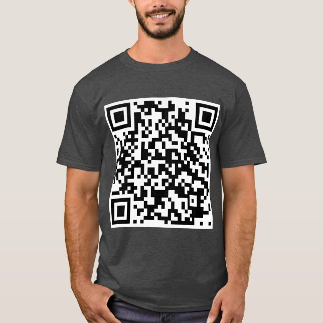 Rick Astley Never Gonna Give You Up QR Code T-Shirt (Front)