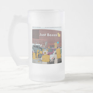 Rick London Big Box Stores For Cats Comic Frosted Glass Beer Mug