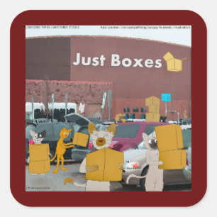 Rick London Big Box Stores For Cats Comic Square Sticker