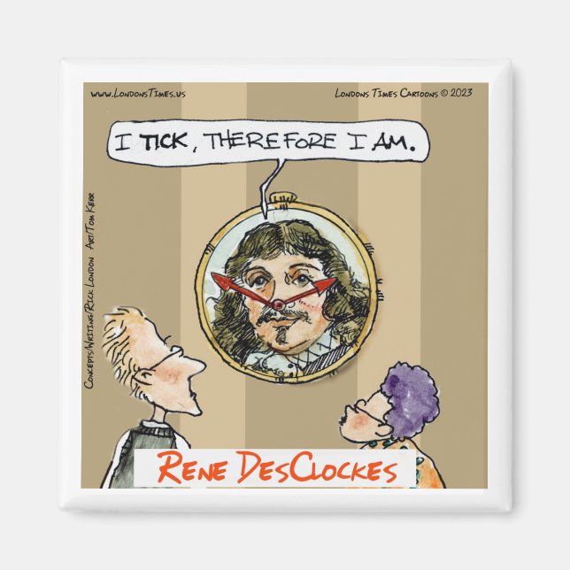 Rick London Cartoons Descartes Clock Comic  Magnet (Front)
