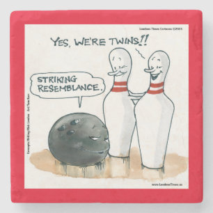 Rick London Cartoons Funny Bowling Comic Stone Coaster