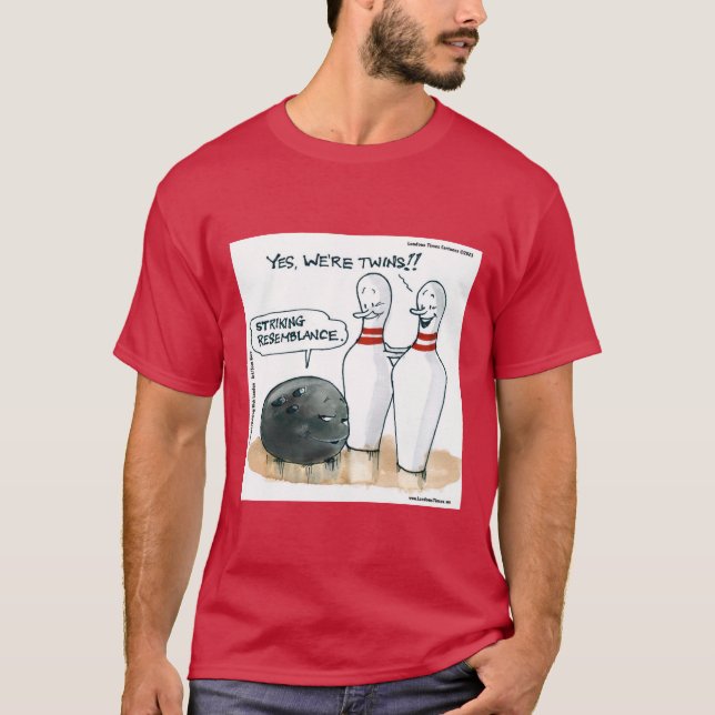 Rick London Cartoons Funny Bowling Comic  T-Shirt (Front)