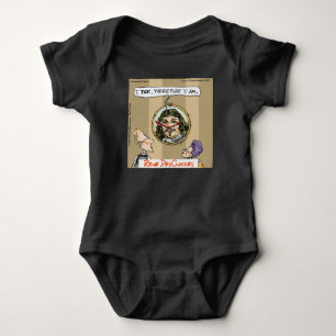 Rick London Cartoons Funny Descartes Clock Baby Bodysuit