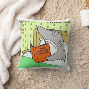 Rick London Comic Lawyer Shark Funny Throw Pillow