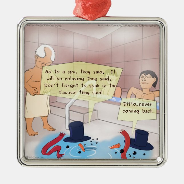 Rick London Comic Snowman Funny Gifts Metal Ornament (Front)