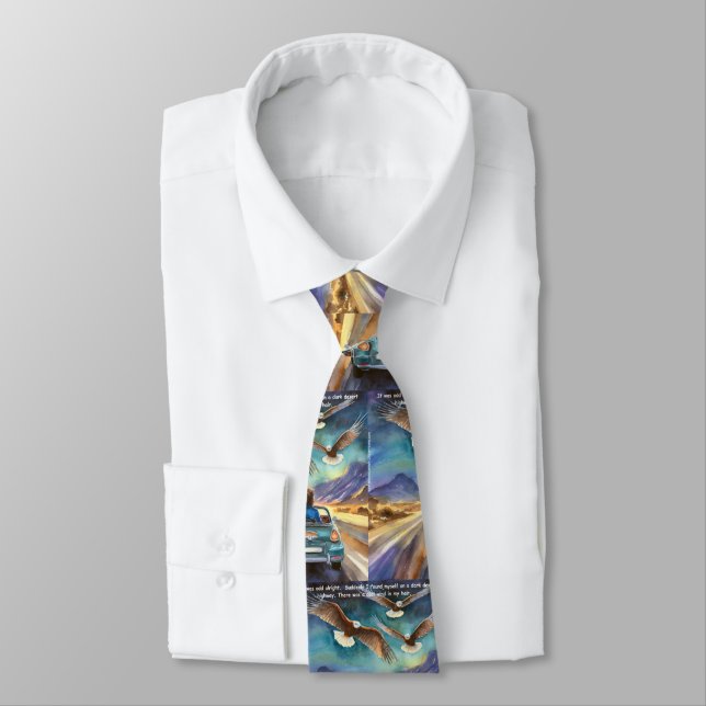 Rick London Driving In The Dark Funny Comic  Neck Tie (Tied)