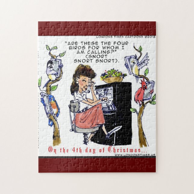Rick London Ernestine Calling Birds Xmas Jigsaw Puzzle (Vertical)