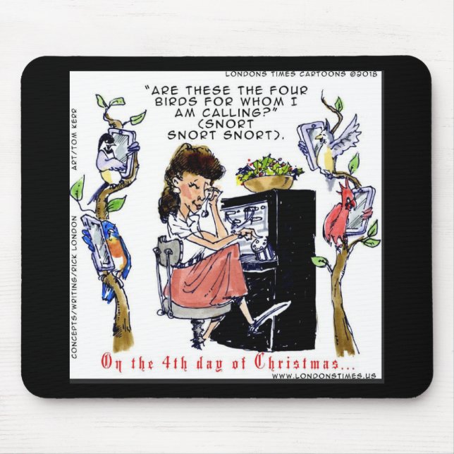 Rick London Ernestine Calling Birds Xmas Mouse Pad (Front)