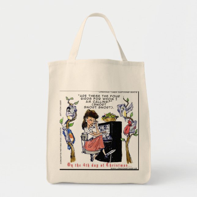 Rick London Ernestine Calling Birds Xmas Tote Bag (Front)